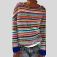 thumbnail image 2 of Moxiu Fair Isle Women's Sweaters Knitted Sweater Vintage Long Sleeve Boat Neck Retro Lightweight Pullover Top for Fall Winter Spring 2025 Multicolor,L, 2 of 6
