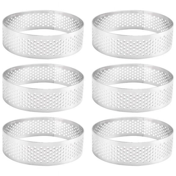 Cake Ring Molds, 6Pcs Stainless Steel Porous Tart Ring, Perforated Pie Mold, Mousse with Holes 7cm