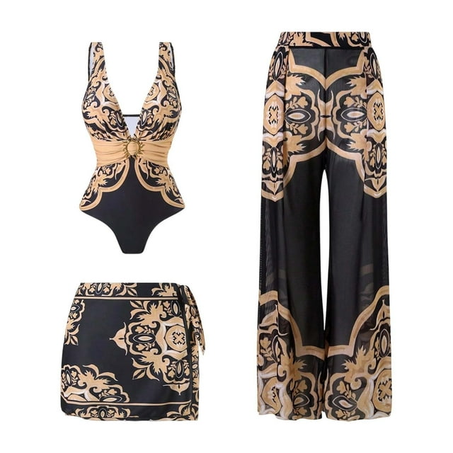 Maillot de Bain pour Femme à Imprimé Floral, Encolure Carrée, Confortable et Extensible, Été, Plage