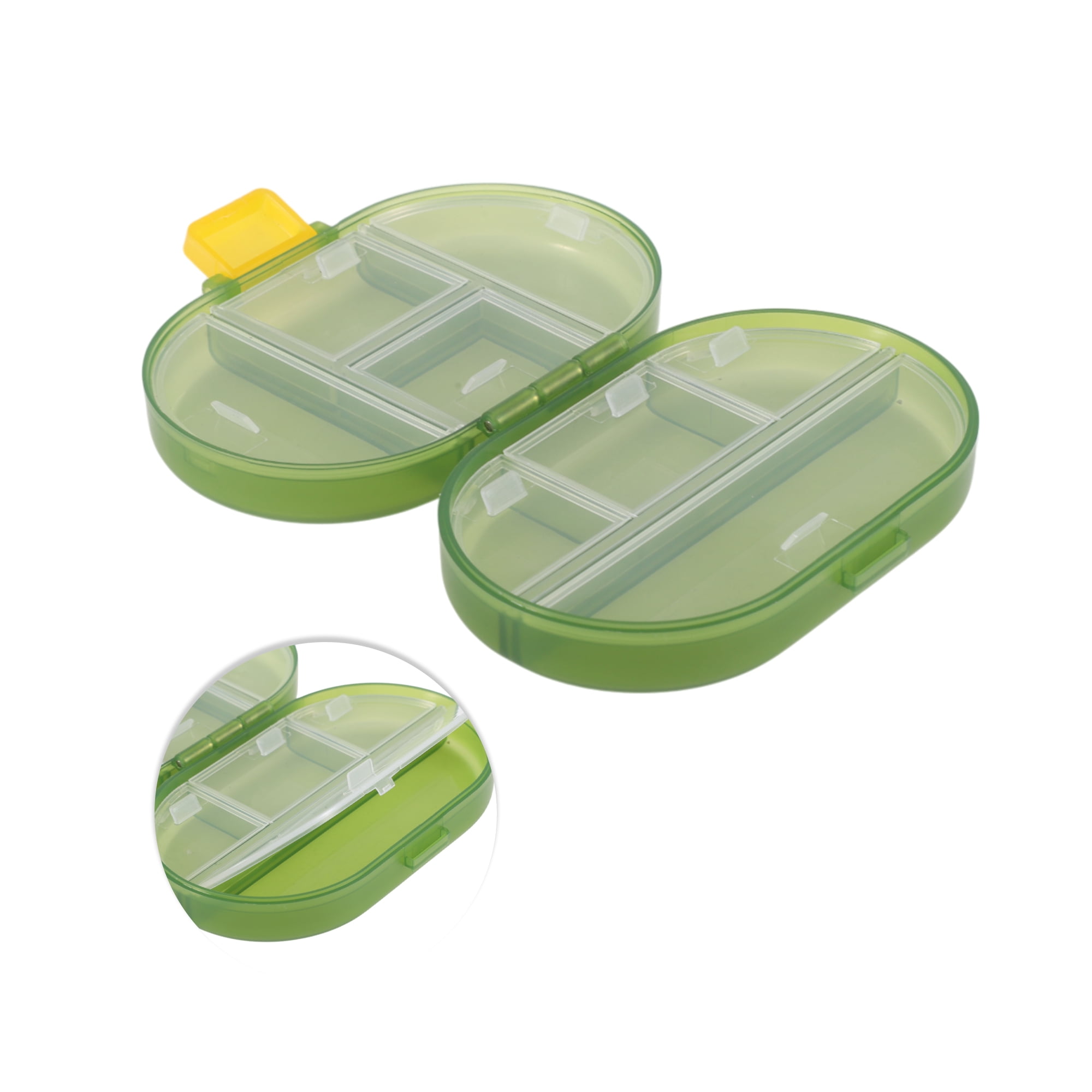 Unique Bargains Lightweight 8 Grids Flip Up Double Layer Pill Case Clear Green