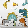 thumbnail image 5 of Cute Dinosaur Shower Curtain for Kids, Funny Dino Colorful Shower Curtain Set for Bathroom, Cartoon Graffiti Fabric Shower Curtain Restroom Bathtub Decor Accessories with Hooks 72X 84 inch, 5 of 5