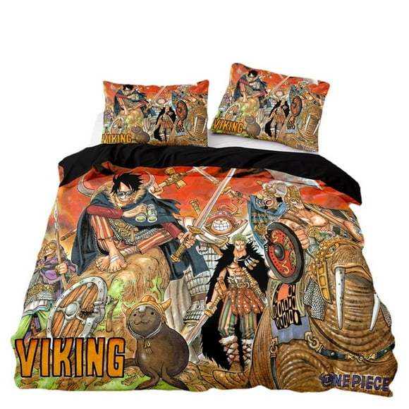 Juego de ropa de cama de una pieza  funda de edredón con estampado 3D de Monkey D.Luffy  funda de almohada  regalo para niños y adolescentes