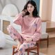 thumbnail image 1 of Conjuntos de pijama de poliéster para mujer, ropa de dormir de dibujos animados a cuadros, ropa de dormir larga para el hogar, traje informal de talla grande 5XL, primavera y otoño, 1 of 4