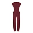 thumbnail image 2 of BLCHUNen Womens Summer Outfits Crew Neck Crisscross Hem Casual Tops Elastic High Waist Pants Athletic Workout Sets, 2 of 5