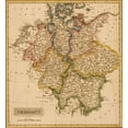 thumbnail image 2 of Vintage Maps 26x28 Black Ornate Wood Framed with Double Matting Museum Art Print Titled - Germany 1817, 2 of 4