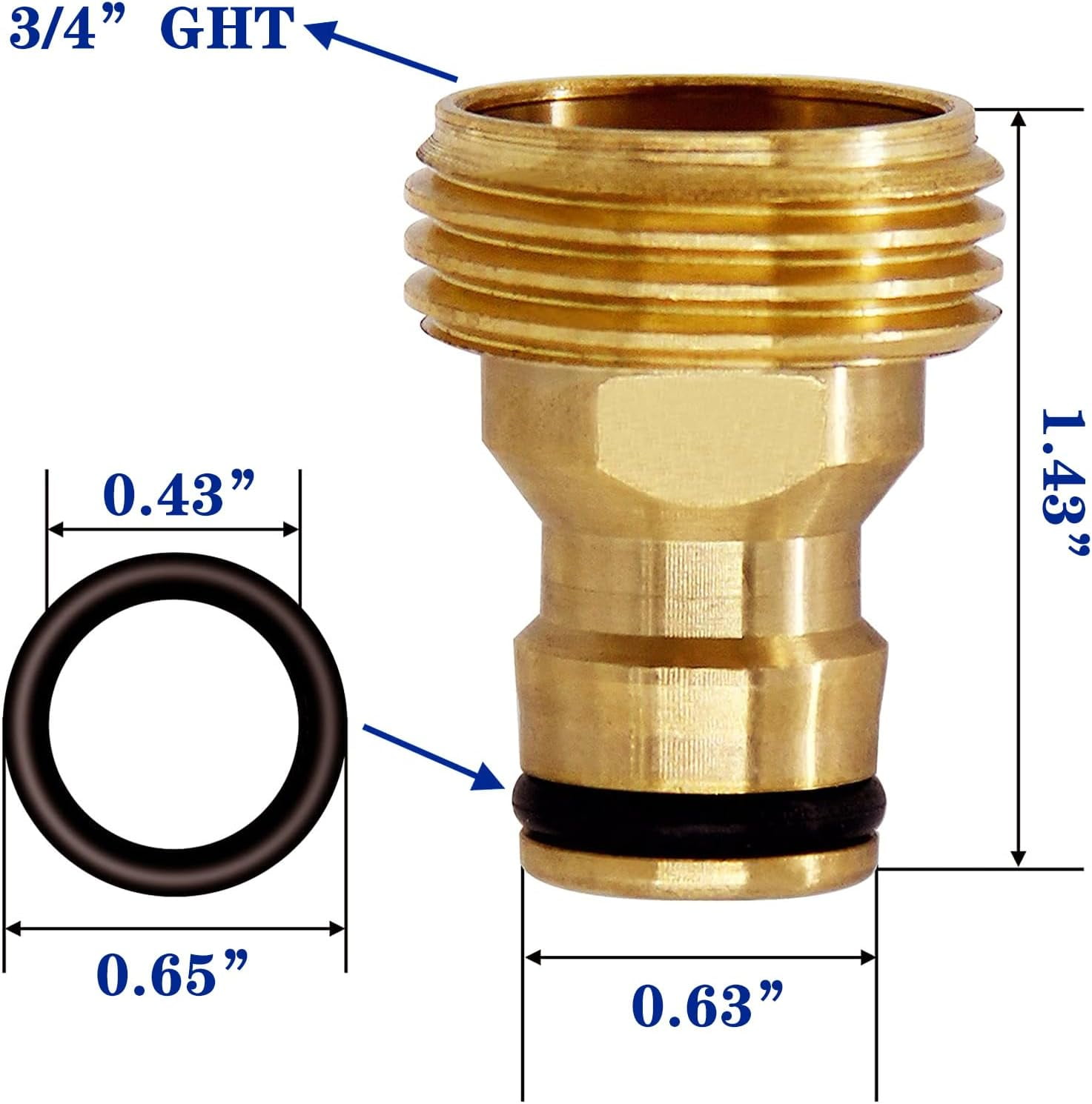 HRTGFD-Garden Hose Quick Connector, 3/4 Inch GHT Thread Quick Connect Kit, 4 Sets Solid Brass Water Hose Fittings, No-Leak Water Hose Female Adapter and Male Adapter
