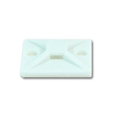 50 Cable Tie Mounting Base White 4 Way-Adhesive and # 8 Screw 
