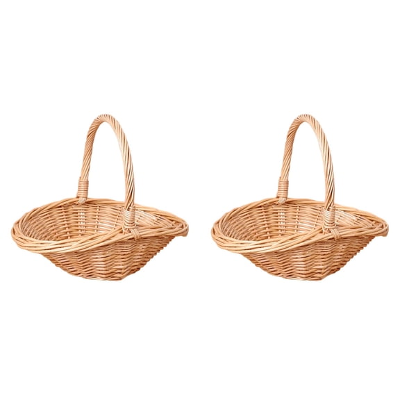 UJMNHYGT Wicker Picnic Basket with Handle, Multi Purpose Willow Basket for Garden Home Decor, Handcrafted Decorative Storage Basket with Liner for Gifts Food Fruit Candy Harvesting Wedding
