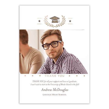 Golden Stars Graduation Thank You Card