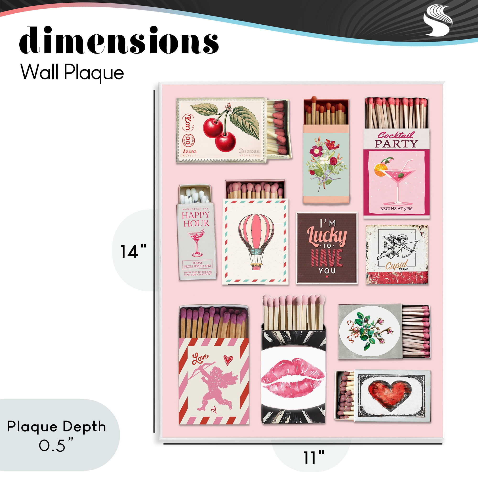 Stupell Industries Vintage Romantic Matchbox Collection Wall Plaque Art, design by CAD Designs