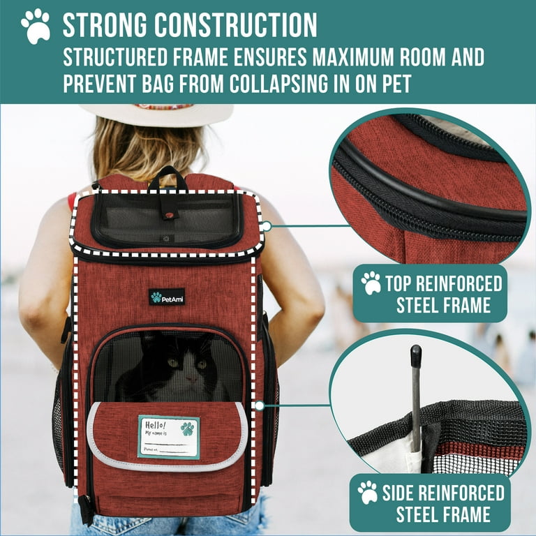 PetAmi Dog Backpack Carrier, Airline Approved Cat Backpacks For Carrying  Small Large Cats, Pet Carrier Back Pack, Ventilated Soft Sided for Travel,  Hiking, Camping, Max 18 lbs, Red - Walmart.com