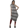 thumbnail image 3 of Moomaya Women's Printed One-Shoulder Cowl Kurti Sleeveless Dress Boho Party Designer Clothing, 3 of 7