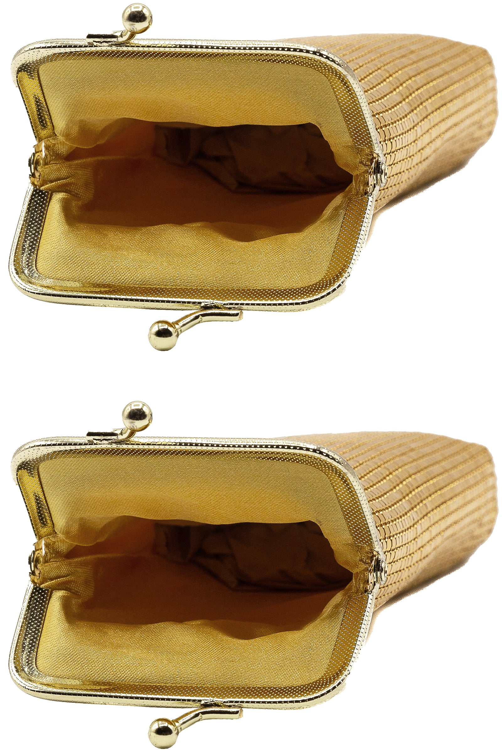 Set of 2 Vintage Soft Metallic Mesh Long Cigarette Case Purses (3mm, Gold)