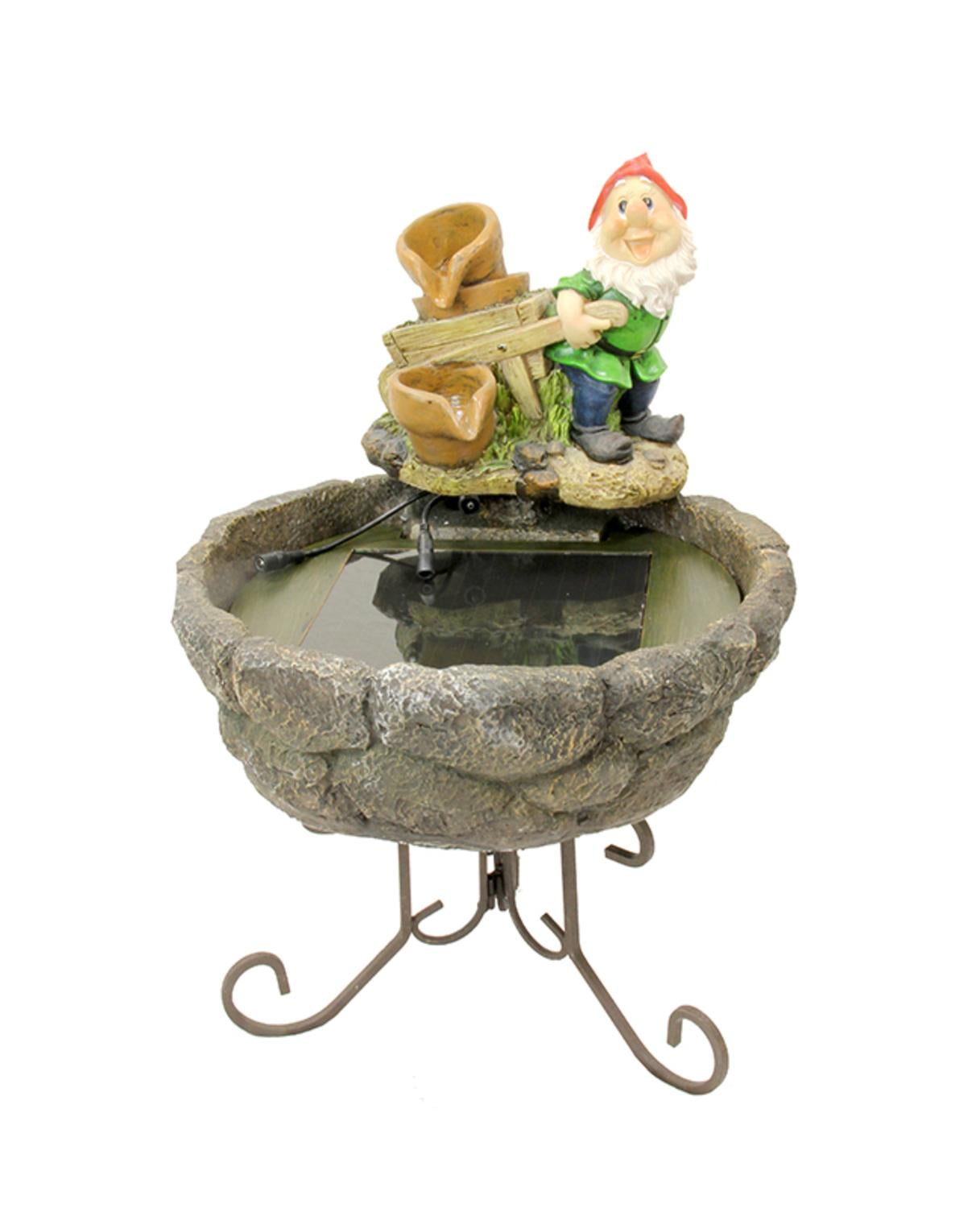 21" Solar Powered Farmer Gnome Outdoor Garden Water Fountain Walmart