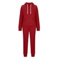 thumbnail image 3 of Wdfiry Clearance Wdfiry Sweatsuits 2pcs Sets Womens Hot Sale Clearance Women Solid Color Hooded Sweatshirt and pant Tracksuit Sport Suit, 3 of 6