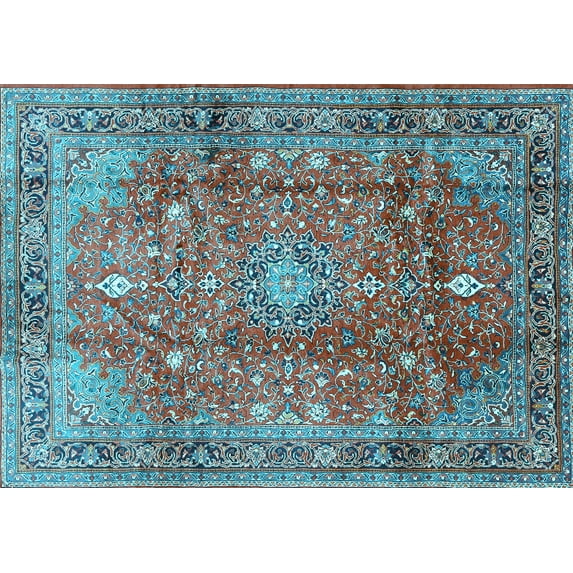 Ahgly Company Indoor Rectangle Persian Light Blue Traditional Area Rugs, 7' x 10'