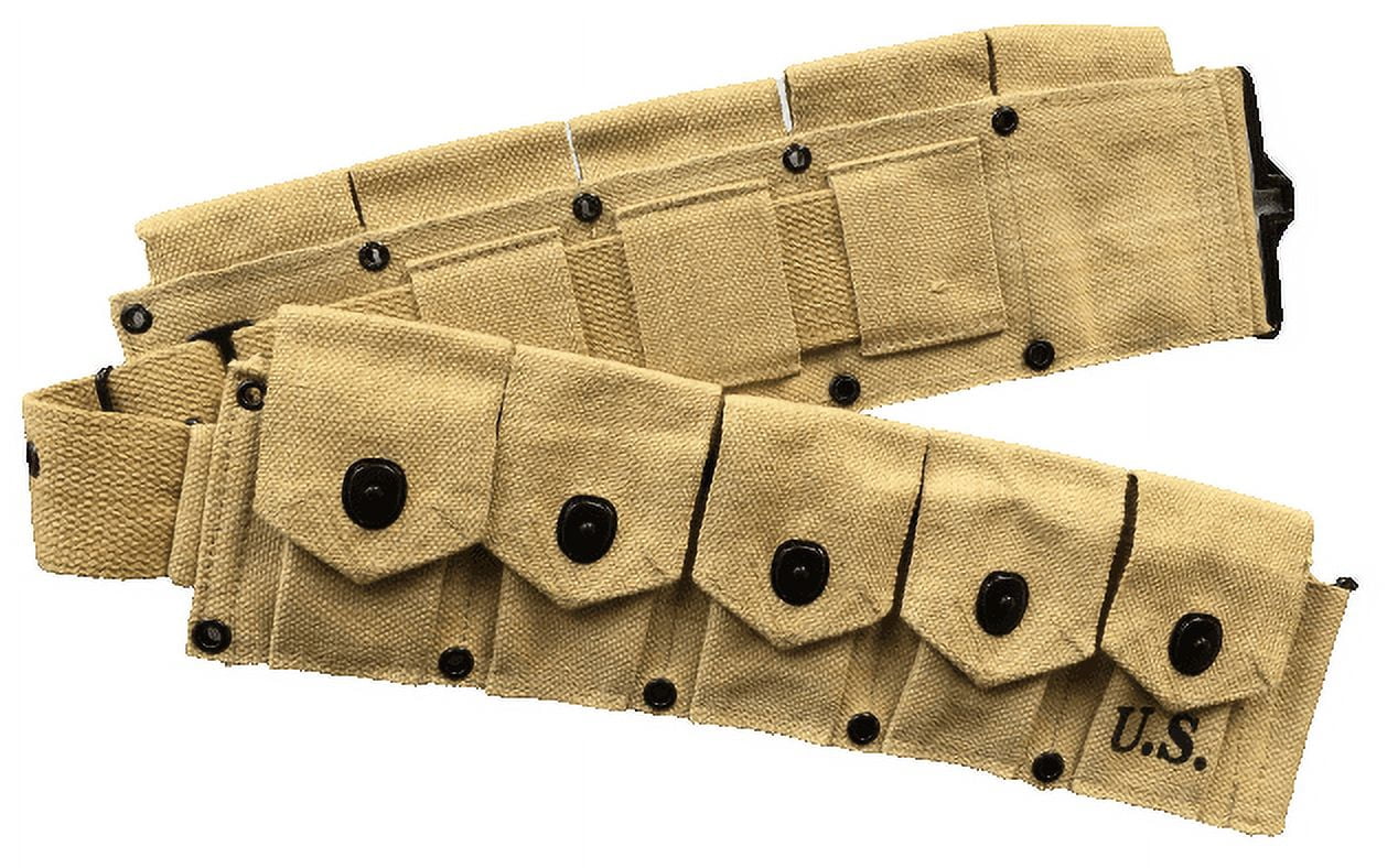 Warcraft Exports WWII U.S. Army M1923 M1 Garand Rifle Cartridge 10 Pocket Canvas Belt Khaki