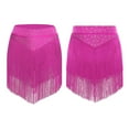 thumbnail image 3 of inlzdz Women's Dance Skirt Elastic Waistband Tiered Tassels Skirts for Latin Salsa Competition Hot Pink XXL, 3 of 4