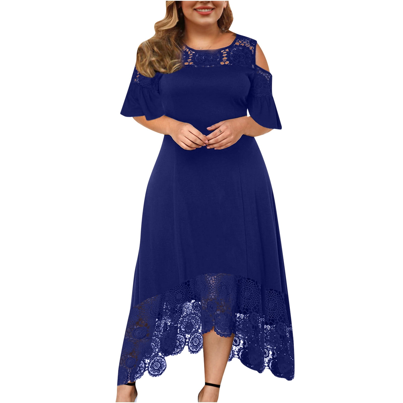 Mchoice Summer Plus Size Dress for Women Sexy Short Sleeve Strapless ...