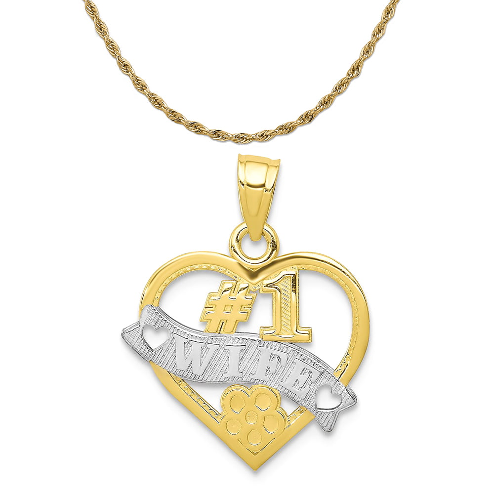 Details about   10K Two Tone Gold #1 Wife in Heart with Heart Charm Pendant MSRP $112