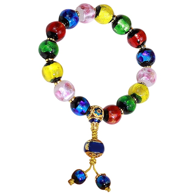 Pulsera elástica hecha a mano con cuentas de cristal de colores para mujer, multicolor: significa perfecto y feliz.