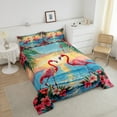 thumbnail image 3 of Erosebridal Cute Flamingo Comforter Sets Full Size, Tropic Floral Flower Comforters & Duvets, Cartoon Ocean Decor, Microfiber, 3 of 8