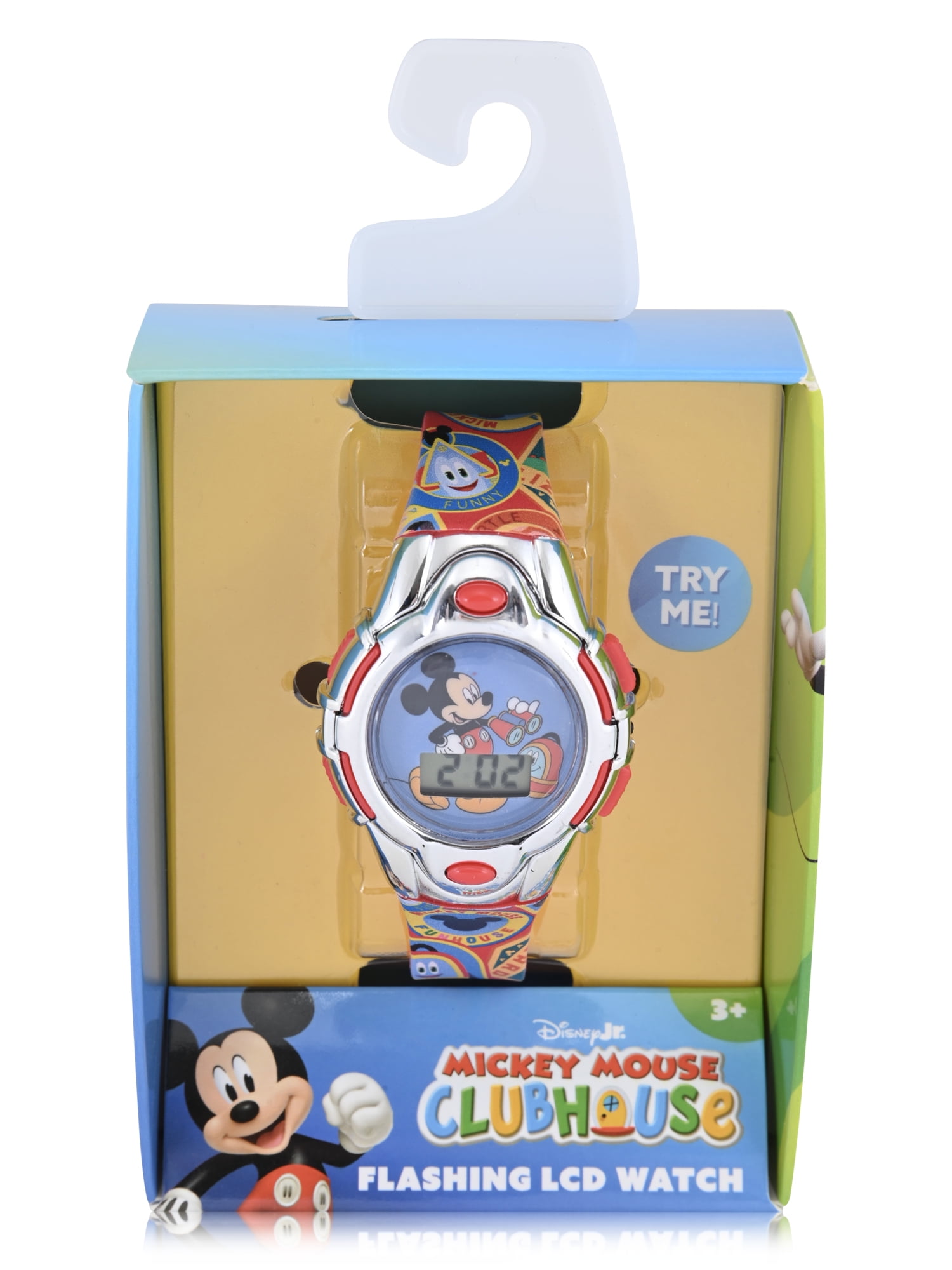 Disney Mickey Mouse Children's Unisex Flashing Dial LCD Wristwatch with Silicone Strap, MK4196WM