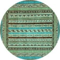 thumbnail image 1 of Ahgly Company Indoor Round Abstract Light Blue Modern Area Rugs, 3' Round, 1 of 4