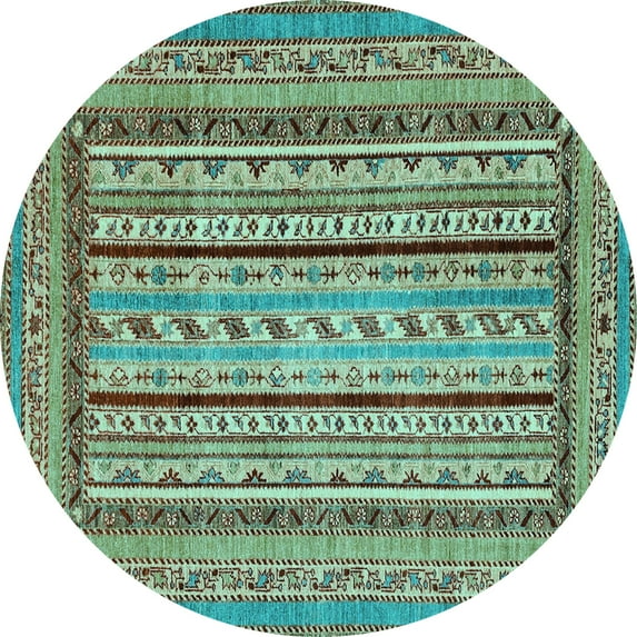 Ahgly Company Indoor Round Abstract Light Blue Modern Area Rugs, 3' Round