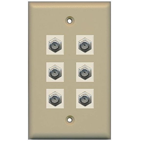RiteAV (1 Gang Flat 6 Coax Ivory Wall Plate Ivory