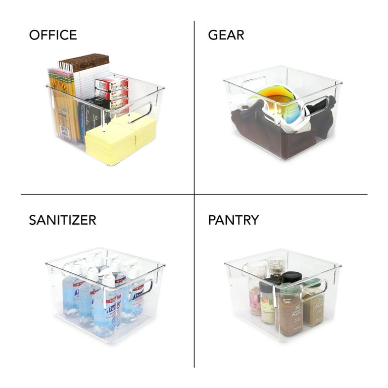 Isaac Jacobs 3-Pack Medium Clear Plastic Storage Bins w/Handles, Fridge/Freezer/Food Safe, BPA Free