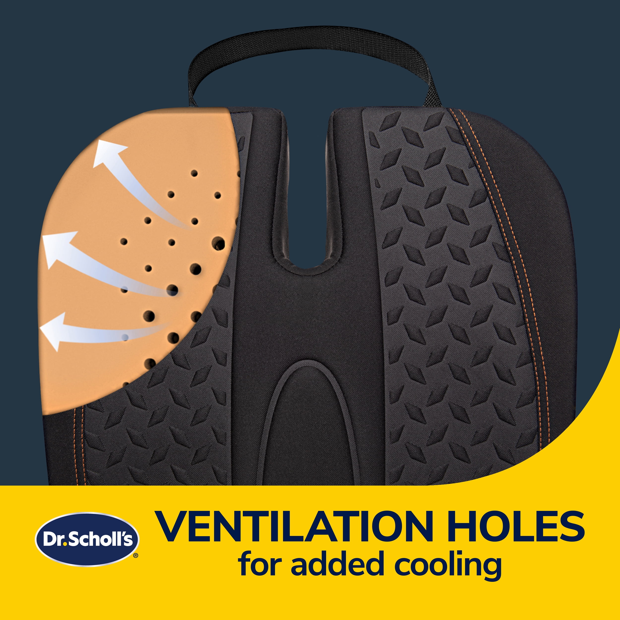 Dr. Scholl's Black Max Support Copper-Infused Posterior Seat Cushion, 46200WDI, 2.82 lbs