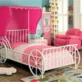 thumbnail image 2 of Benzara Twin Size Metal Carriage Bed With Pink Wingback Tent, White, 2 of 2