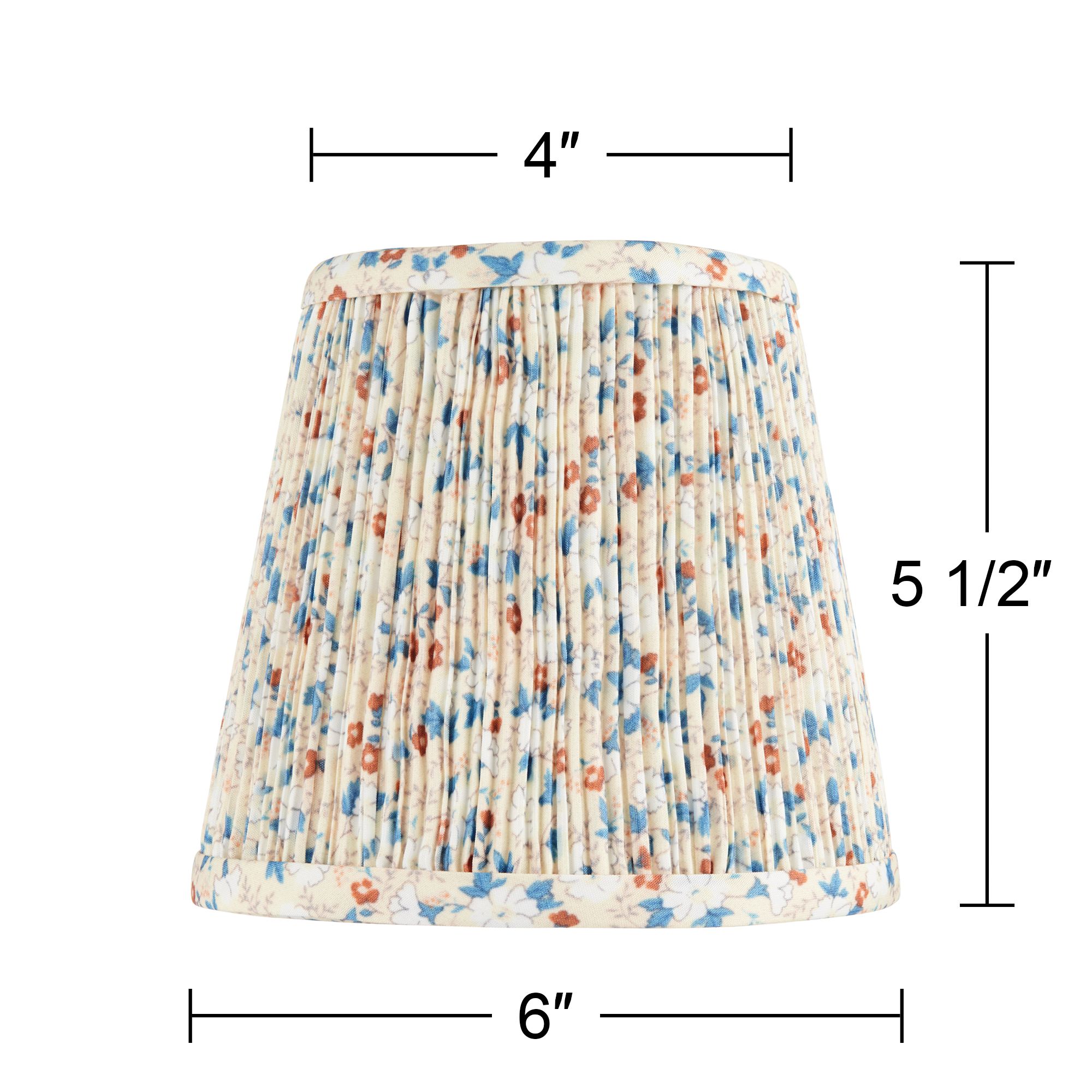 Springcrest 4" Top x 6" Bottom x 5 1/2" High x 5 1/2" Slant Print Lamp Shade Replacement Set of 4 Blue Red Leaf Pleated Clip On