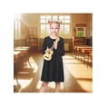 thumbnail image 2 of Sunny Fashion Girls Dress Black Side Patch Pocket Long Sleeve Soft Casual Minimalist Daily Wear Kids Attire 8 Years, 2 of 6