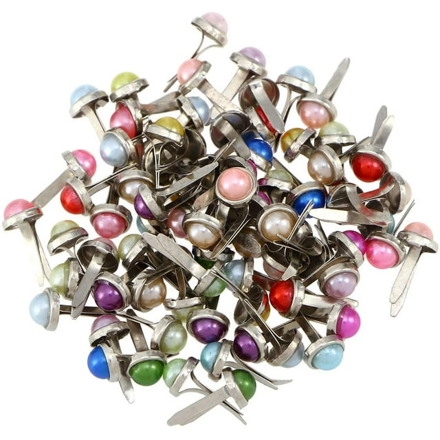 Mini Brads Beads Brads Pattern Bag Clips Metal Round Brads for Paper Craft Punching Scrapbooking DIY 50 Pieces Sincero Hogar