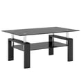 thumbnail image 2 of Rectangle Black Glass Coffee Table, Clear Coffee Table,Modern Side Center Tables for Living Room,Living Room Furniture, 2 of 10