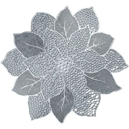 

Table Mats Hollow Out Hibiscus Flower Place Mats for Dinner Table Decor Holiday Wedding Centerpiece Silver