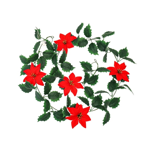 RKSTN Christmas Garland Christmas Taches de Rotin Feuilles Artificielles Fausses Décorations de Noël Simulation Guirlande de Noël en Rotin Extérieur