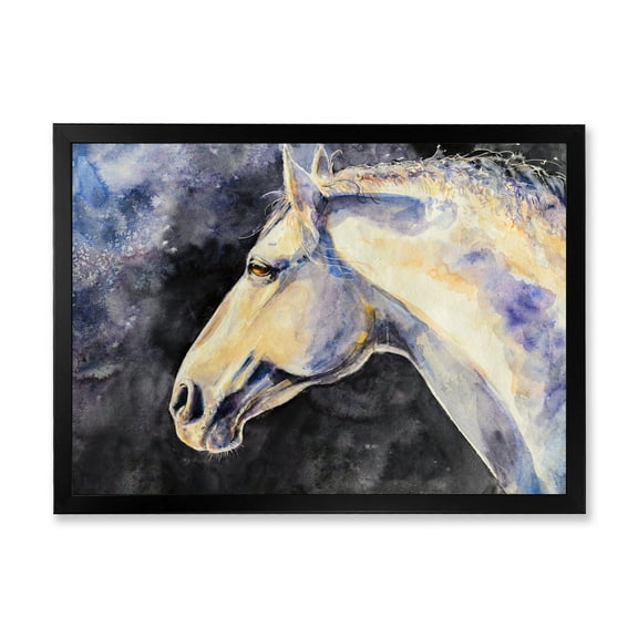Designart 'Close Up Of The Head of A Lipizzan Horse' Farmhouse Framed Art Print