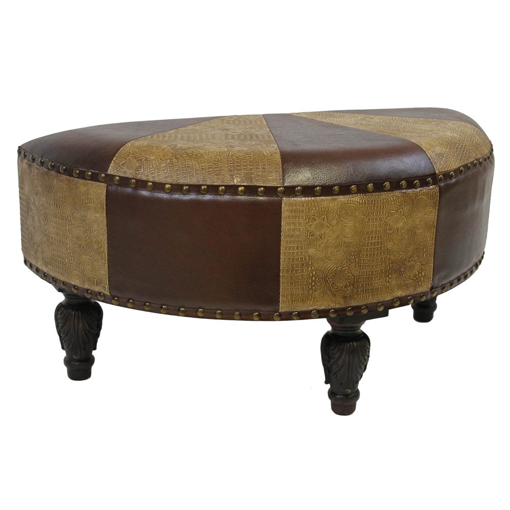 Istanbul Faux Leather HalfMoon Ottoman