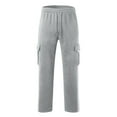 thumbnail image 3 of Domuza Loose Fit Cargo Pants for Men Elastic Waist Drawstring Outdoor Athletic Pants Casual Trendy Cotton Straight Leg Sweatpants with Pockets Light Gray M, 3 of 4