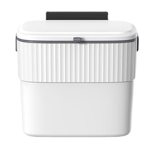 Cubo de basura colgante con tapa Cubo de basura de cocina para debajo del fregadero, bote de basura de cocina pequeño montado en la pared de plástico con tapa para armario, encimera
