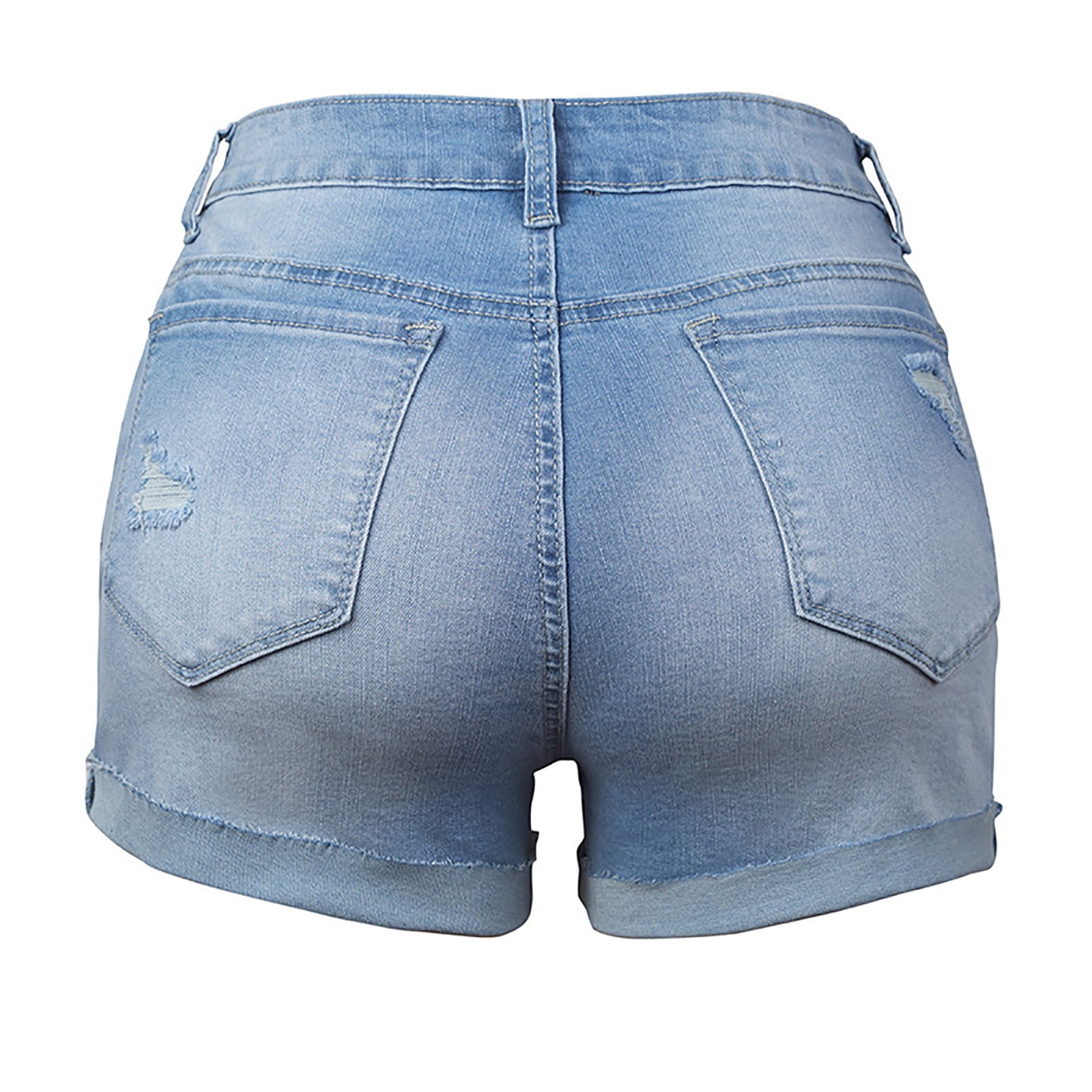 Denim Shorts for Women Stretch Multi Buttons Jean Shorts Summer