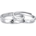 thumbnail image 1 of Anillo Pareja Ajustable, Sol y Luna, Diseño en Forma de Onda, Anillos de Compromiso, Bodas, Aniversario, Anillo Ajustables, Juego de Anillos de Amor para Mujeres y Hombres, Plata, 1 of 4