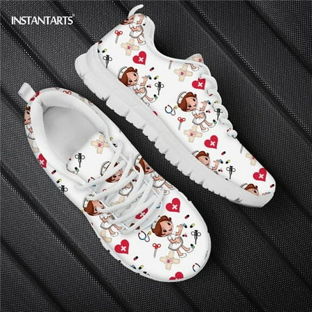 

Cute Hospital Nurse Design Casual Shoes For Women Lace Up Woman Flats Women s Comfortable Nursing Shoes Luxury Designer Sneaker