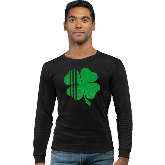 Adult Distressed Shamrock St. Patrick's Day Irish Pride Long Sleeve T-Shirt
