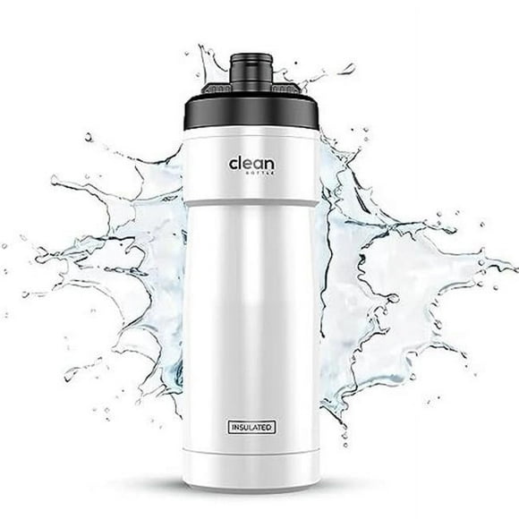 Botella Limpia / Maximiza Tu Recorrido Botella de Agua para Bicicleta Deportiva con Aislamiento de 20 oz / Tapa de Fácil Limpieza, Apriete sin Esfuerzo para un Rendimiento Óptimo en Ciclismo / Blanco