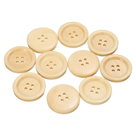 Uxcell 10pcs 44L Wooden Sewing Button 1-1/8"(28mm) 4 Holes Wood Round Craft Replacement Buttons for Clothing DIY Crafts Decoration, Natural Wood