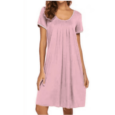 

Nightgowns for Women V Neck Nightshirts Short Sleeve Soft Sleepwear Side Split Pockets Long Nightdress(s-2xl)